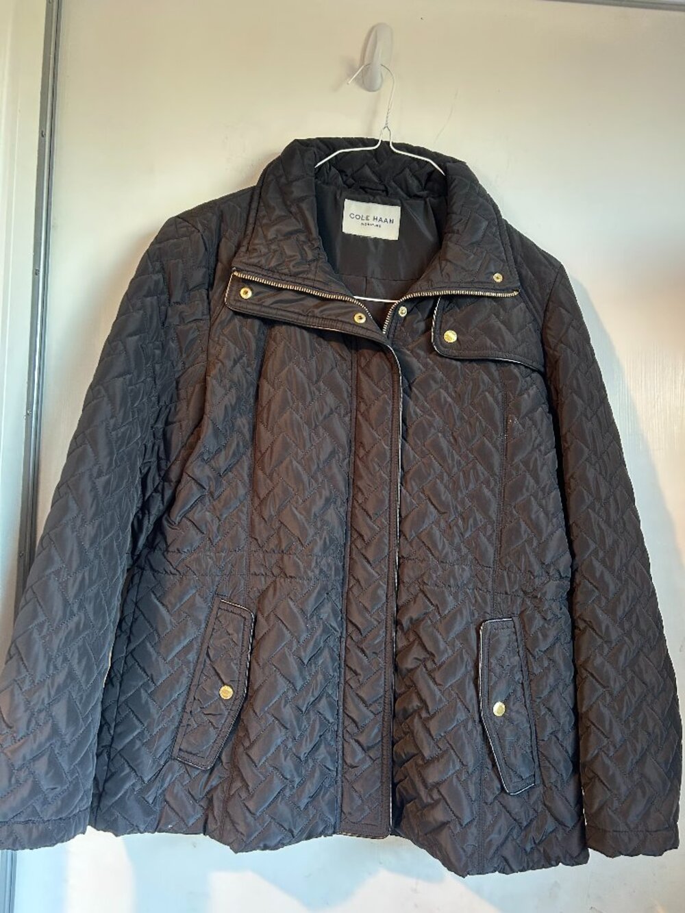Cole Haan Signature Black Quilted Jacket - Adjustable waist